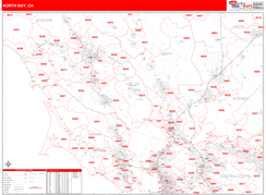 North Bay Metro Area Digital Map Red Line Style